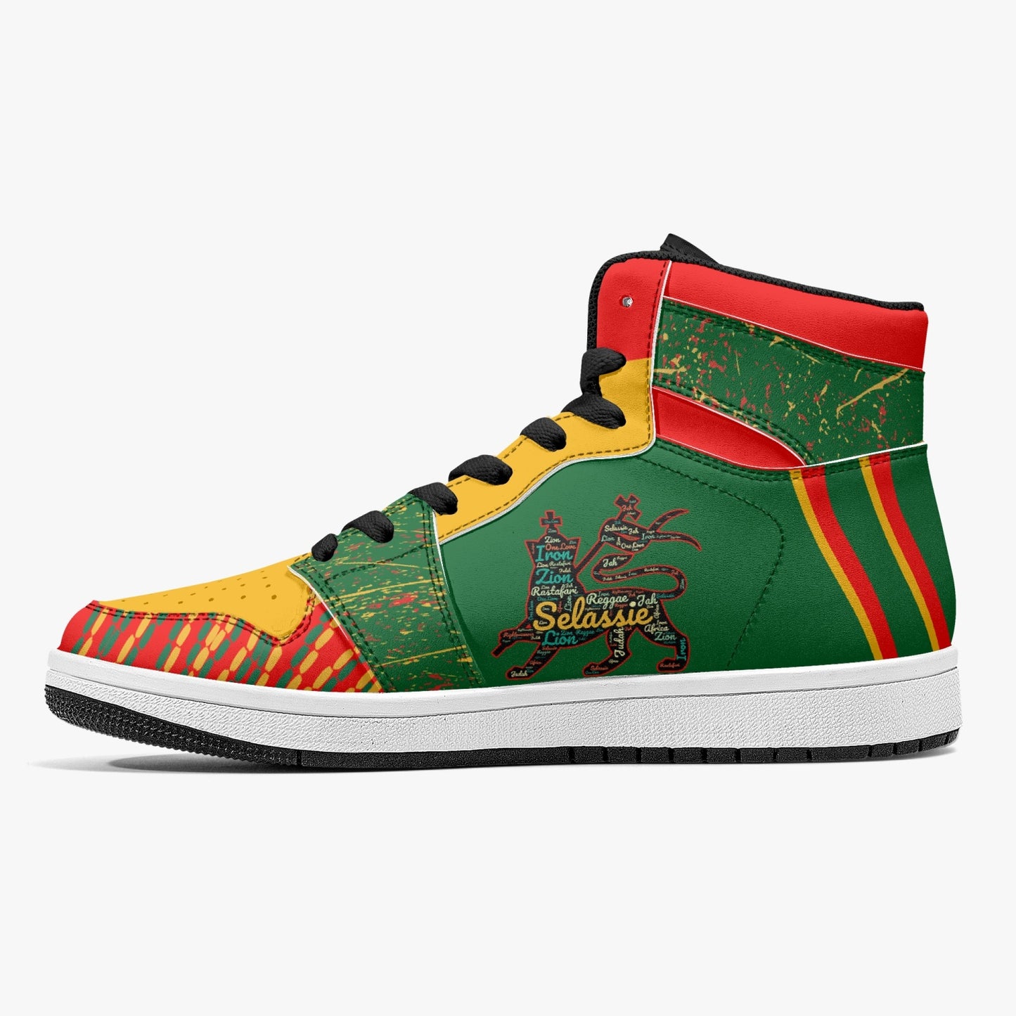 Rasta Shoes Lion of Judah Hightop Basketball Sneakers - Green