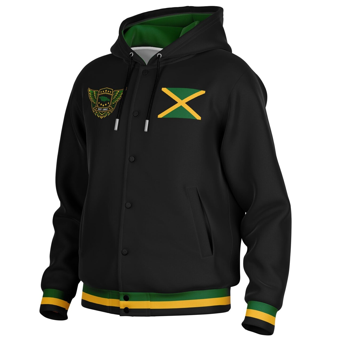 Jamaica Lion Of Judah Hooded Baseball Jacket
