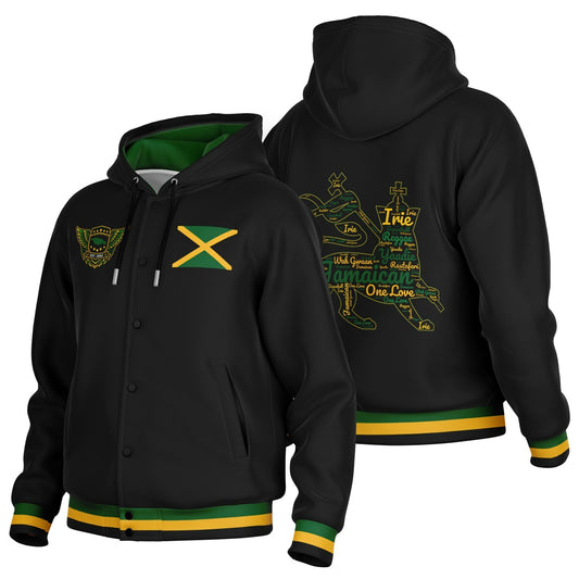 Jamaica Lion Of Judah Hooded Baseball Jacket