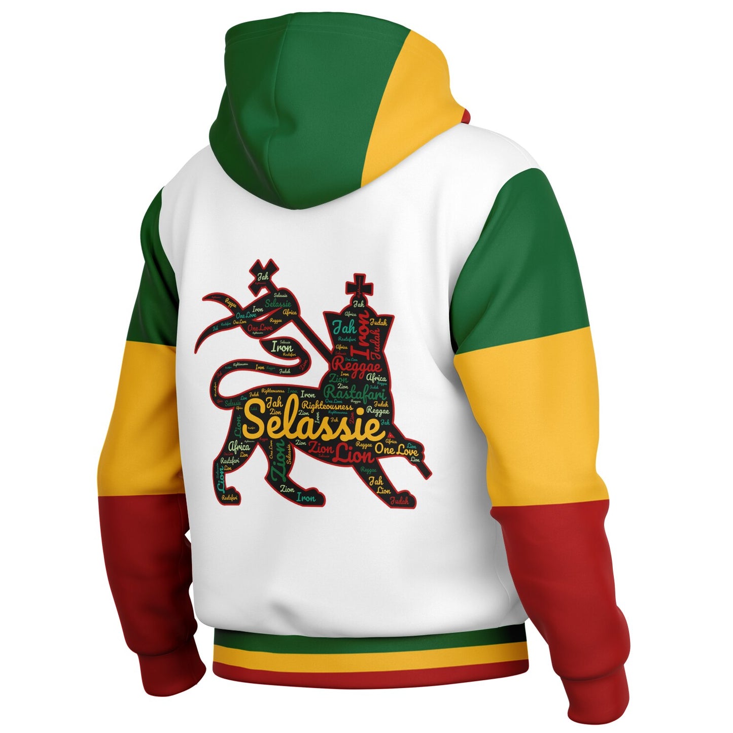 Rasta Lion Of Judah Hooded Baseball Jacket White