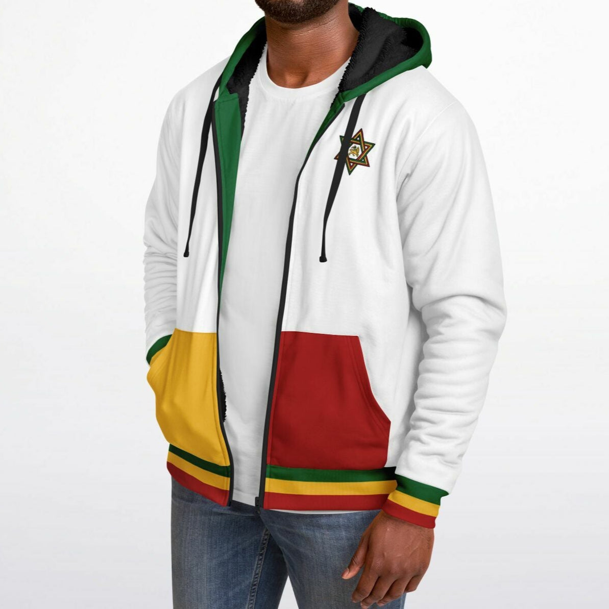 Rasta Fleece Lined Zip Up Hoodie