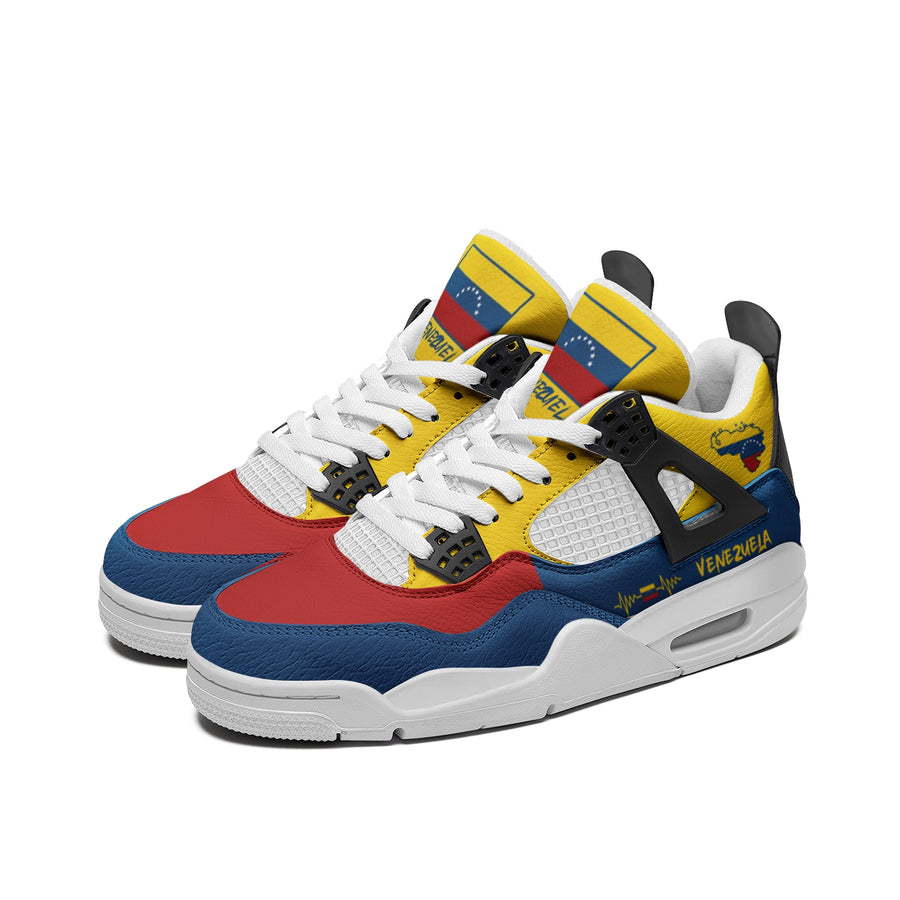 Venezuela Flag Shoes - Rebel Sole mid top sneaker in Yellow, Blue, Red - left side profile view