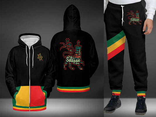 Rasta Lion Of Judah Sweatsuit - Black