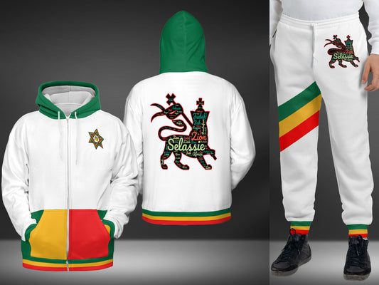 Jamaica Rasta Tracksuit Lion Of Judah - White