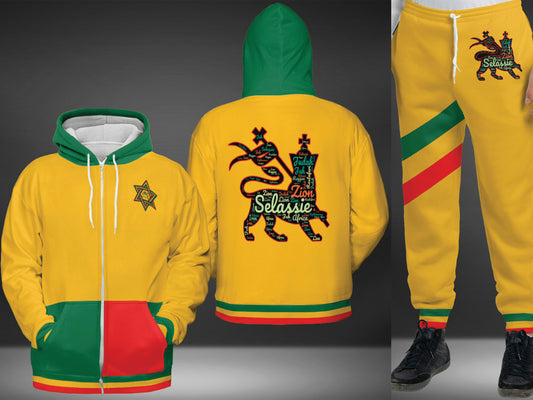 Rasta Lion Of Judah Sweatsuit - Yellow