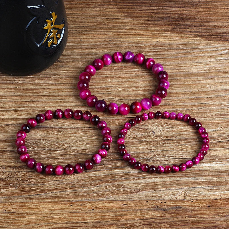 Rose Red Tiger Eye Bracelets