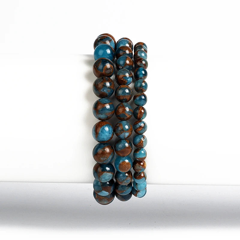 Lake Blue Cloisonne Beaded Bracelets