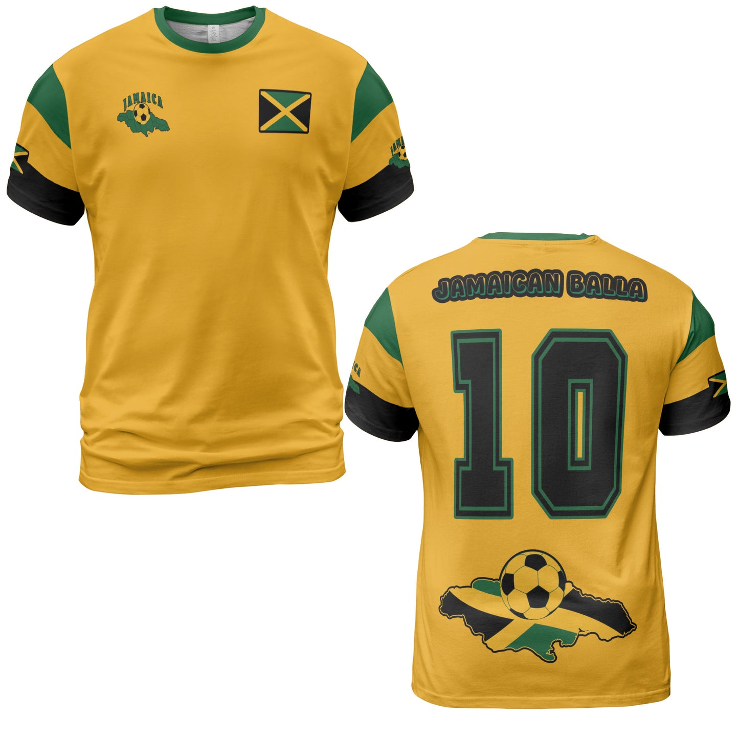 Jamaica Sports Shirt Soccer Comfort Tee - Yellow