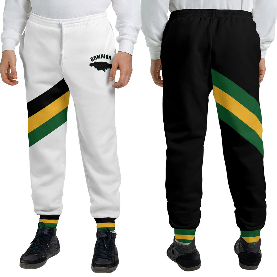 Jamaican Joggers - Yard Vibes White Black - Athletic