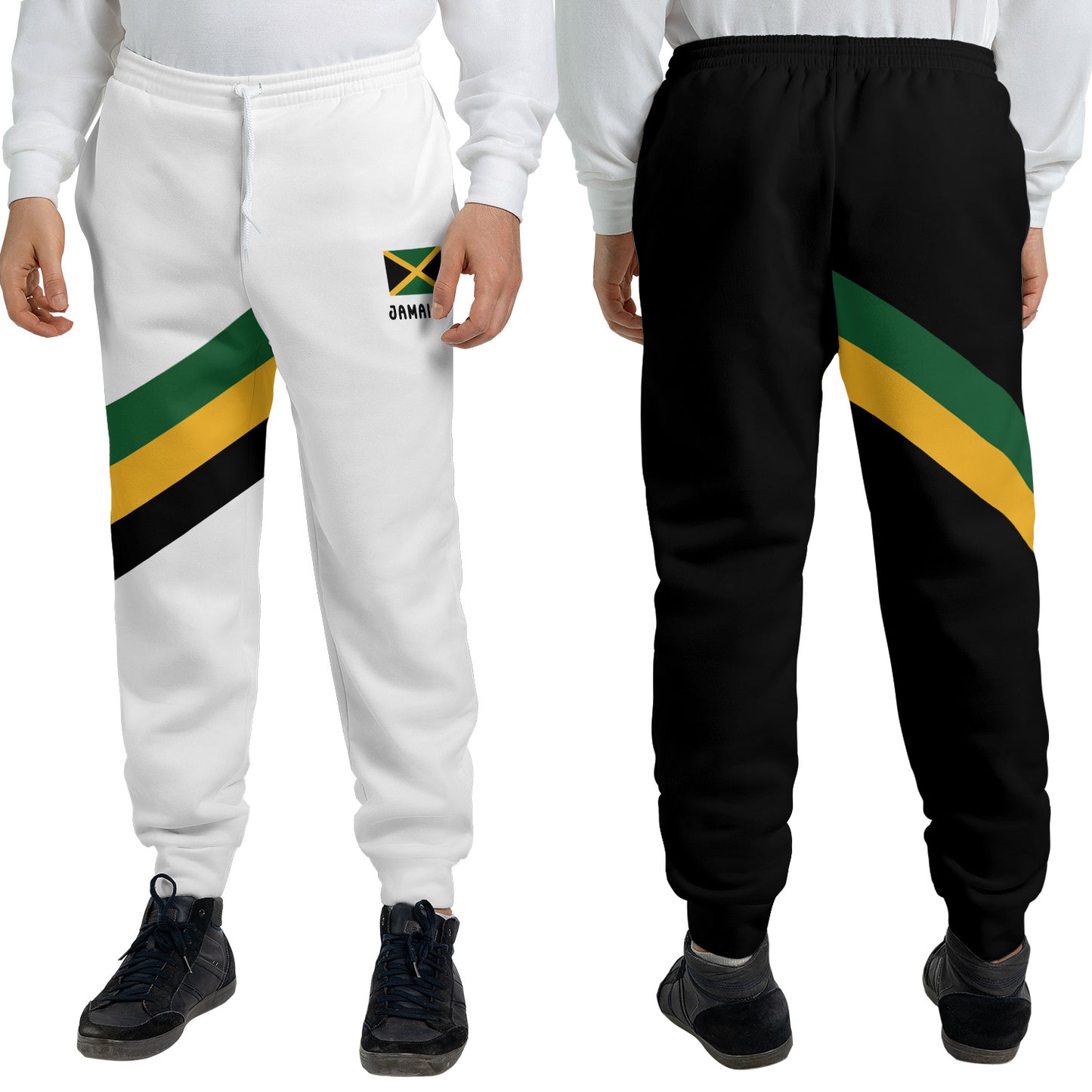 Jamaica Jogger Sweatpants - Yaadie Pride White & Black