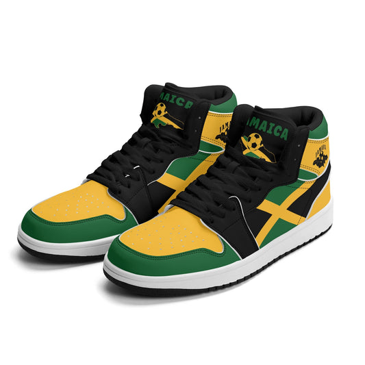 Jamaica High Top Sneakers that are Green, Black and Green.