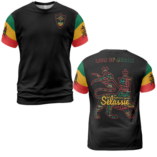 Rasta Sports Shirt Lion Of Judah Comfort Tee - Black