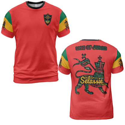 Rasta Sports Shirt Lion Of Judah Comfort Tee - RED