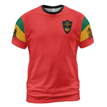 Rasta Sports Shirt Lion Of Judah Comfort Tee - RED