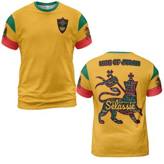 Rasta Sports Shirt Lion Of Judah Comfort Tee - Yellow