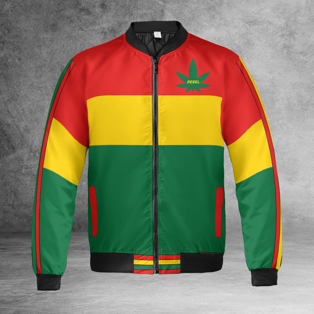 Rasta Stripes Cannabis Bomber Jacket