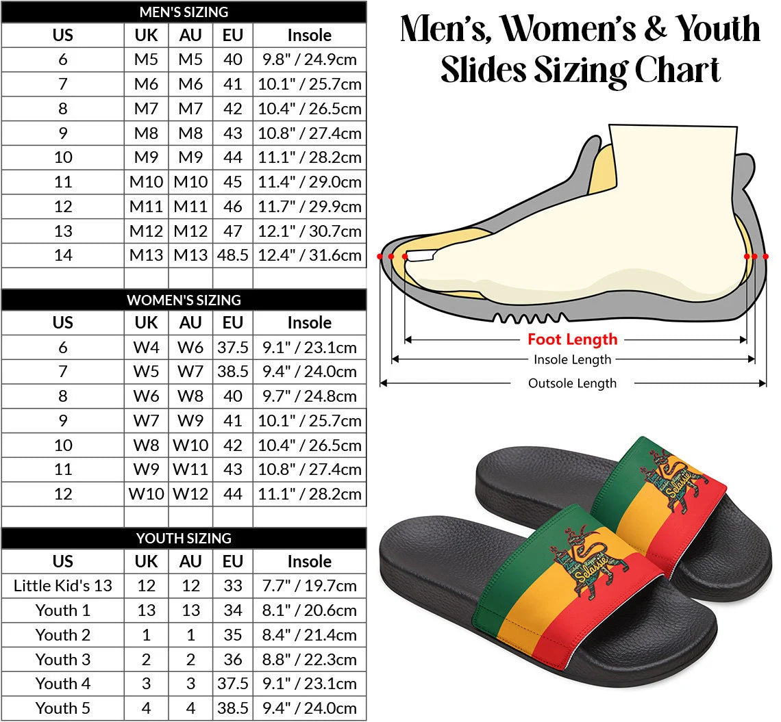 Rasta Lion Of Judah Slides with Interchangeable Straps