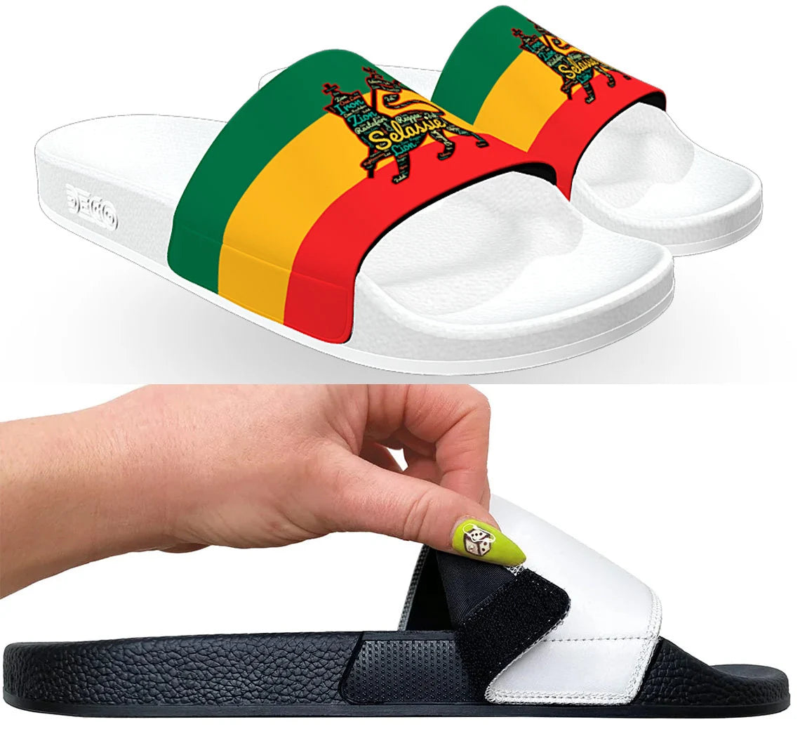 Rasta Lion Of Judah Slides with Interchangeable Straps