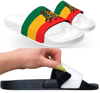 Rasta Lion Of Judah Slides with Interchangeable Straps