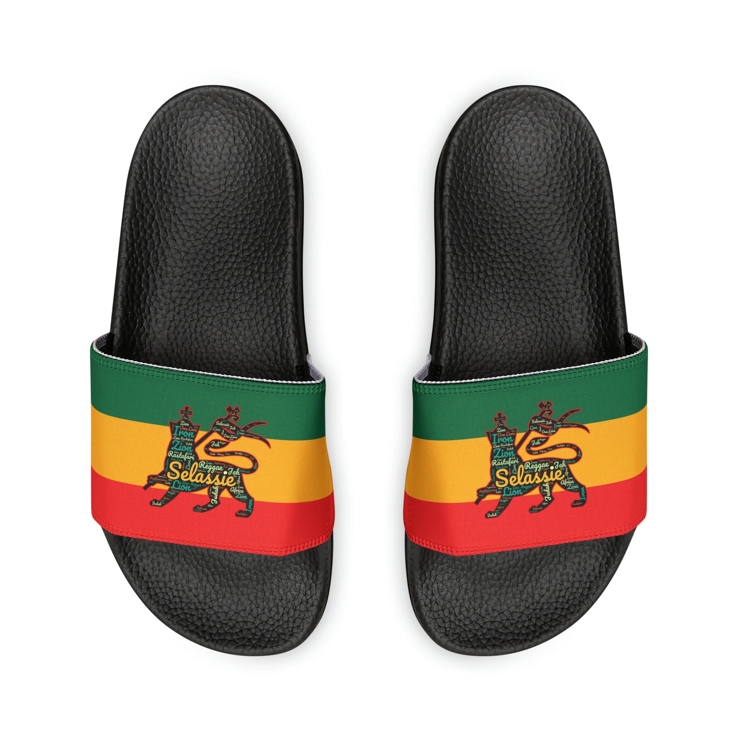 Rasta Lion Of Judah Slides with Interchangeable Straps