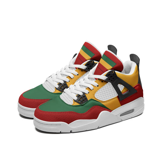 Stylish Rasta shoes in iconic colors, perfect for reggae festivals, casual wear, or cultural fashion.

