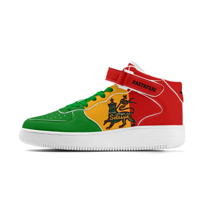 Rasta Colors Shoes For Sale For Men and Women,  Jamaica Shoes, Red Green Yellow Rasta Stripes Shoes on a white background as a product image.