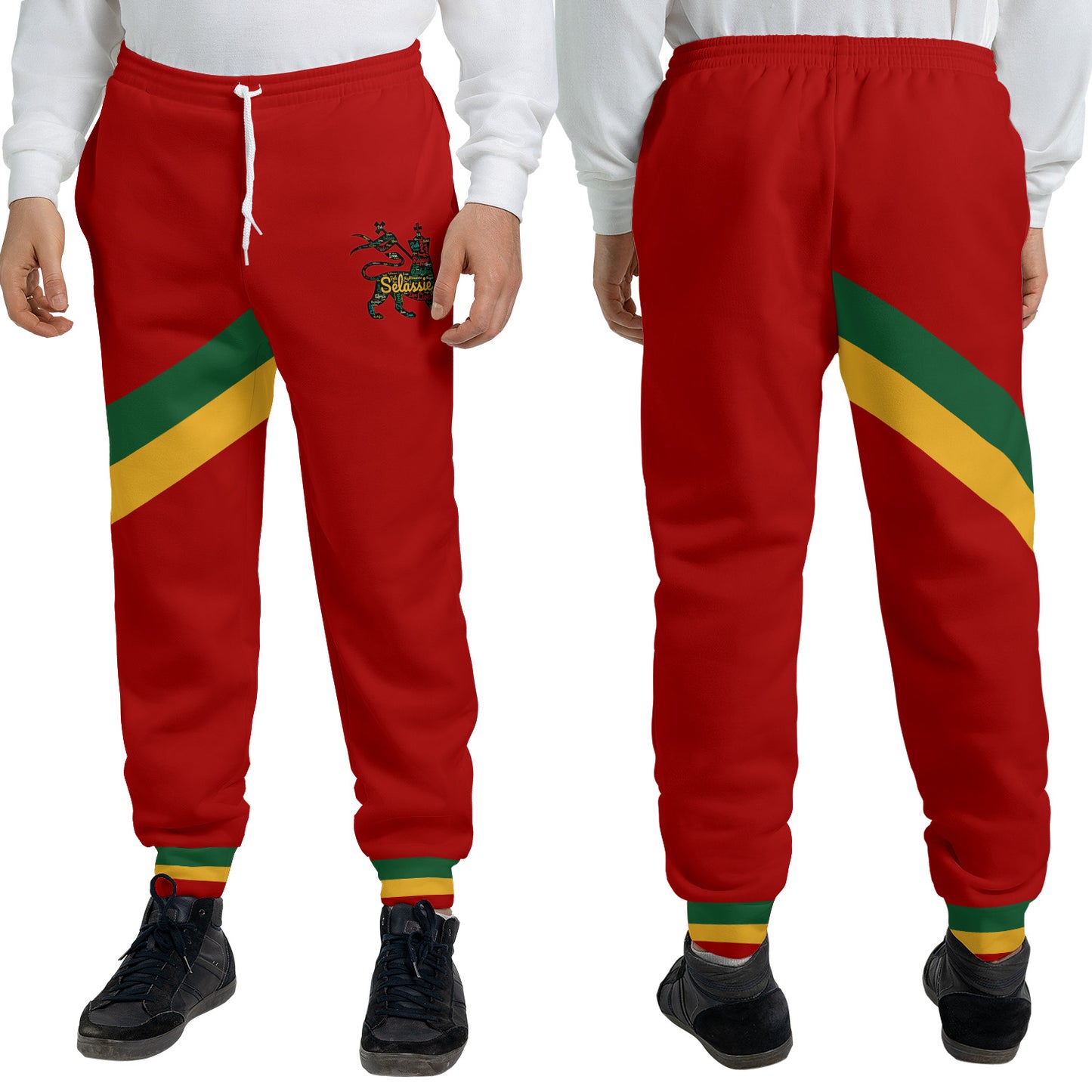 Rasta Lion Of Judah Jogger Sweatpants - Red