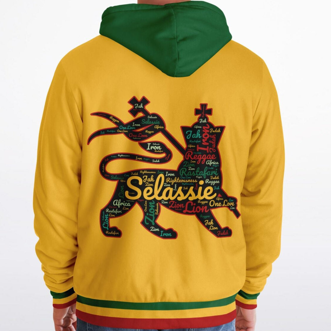 Rasta Fleece Lined Zip Up Hoodie