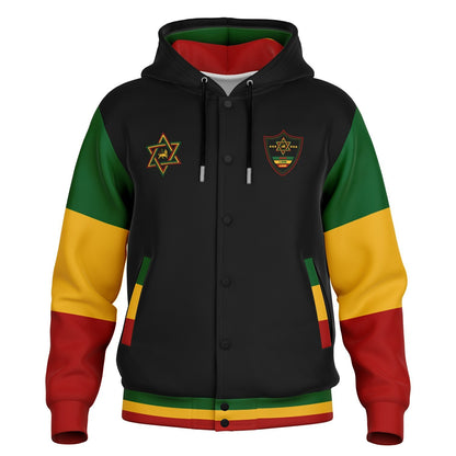 Rasta Hooded Baseball Jacket Black