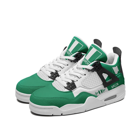 Nigeria Flag Shoes - Rebel Sole mid top sneaker in Green, White - right side profile view