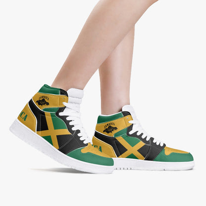 Jamaican Flag Colors Hightop Basketball Sneakers - White