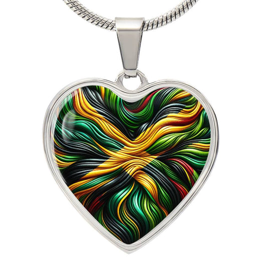 Jamaican Heartbeat Pendant Necklace - 18k Gold Finish Surgical Steel - Handcrafted in the USA