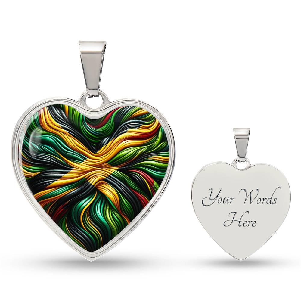 Jamaican Heartbeat Pendant Necklace - 18k Gold Finish Surgical Steel - Handcrafted in the USA