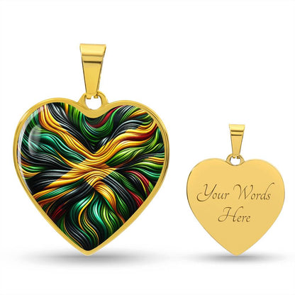 Jamaican Heartbeat Pendant Necklace - 18k Gold Finish Surgical Steel - Handcrafted in the USA