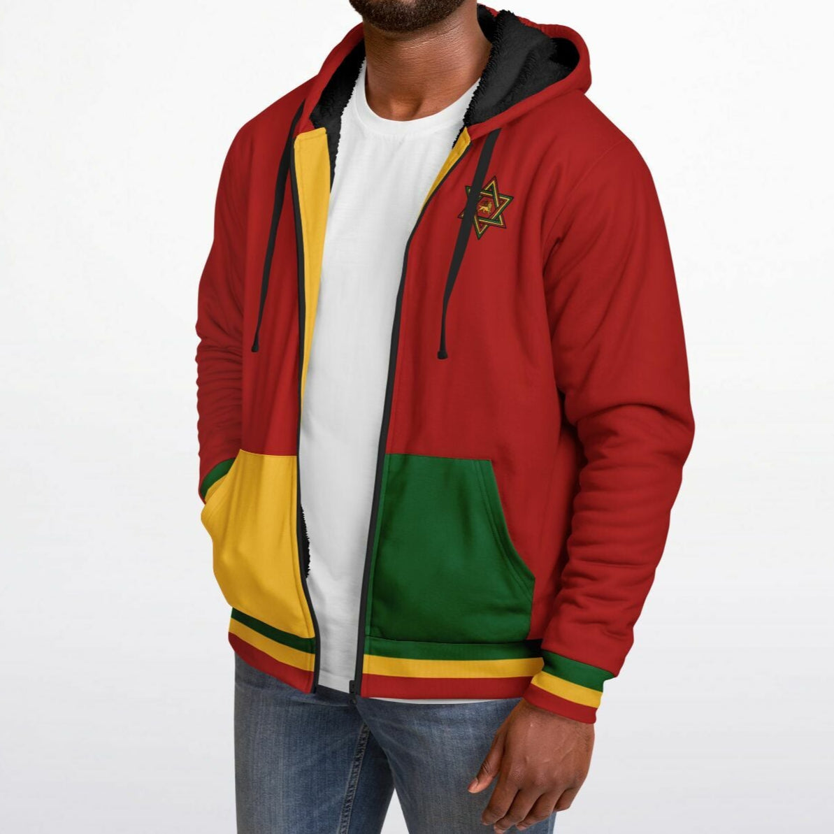 Rasta Fleece Lined Zip Up Hoodie