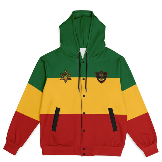 Rasta Hooded Baseball Jacket
