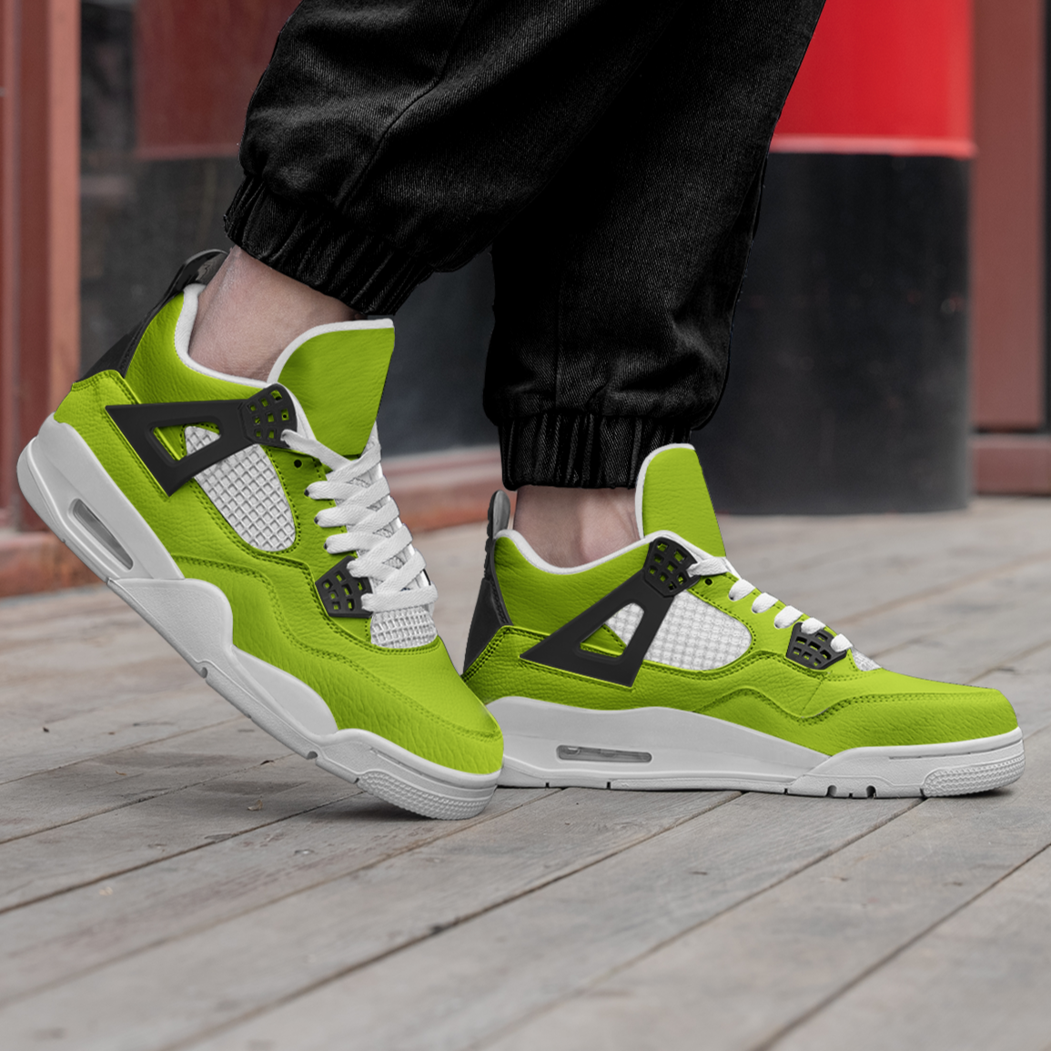 Lime Green Sneakers for Men and Women, Colorful Mid Tops, Solid Color Shoes