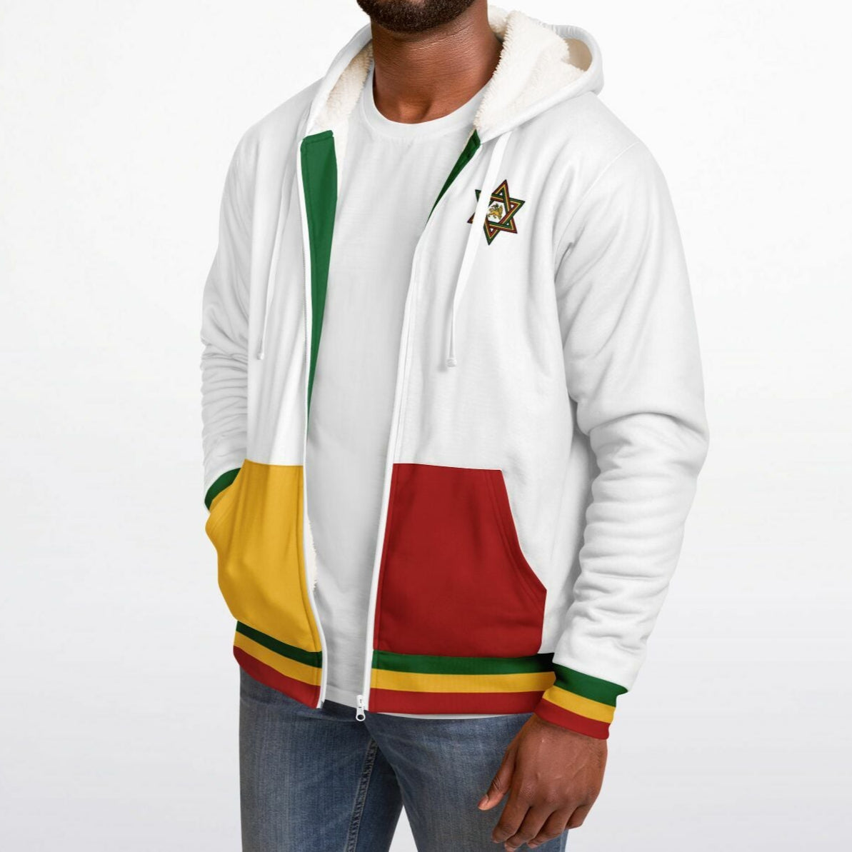 Rasta Fleece Lined Zip Up Hoodie