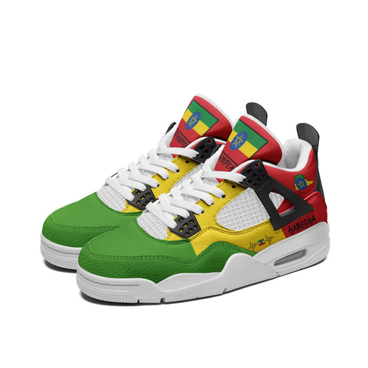 Ethiopia Flag Shoes - Rebel Sole mid top sneaker in Green, Yellow, Red - right side profile view