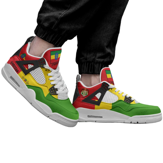 Ethiopia Flag Shoes - Rebel Sole mid top sneaker in Green, Yellow, Red - sole and outsole view