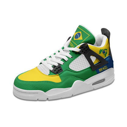 Brazil flag shoes - Rebel Sole mid top sneakers in green, yellow, and blue with Brazilian flag detailing