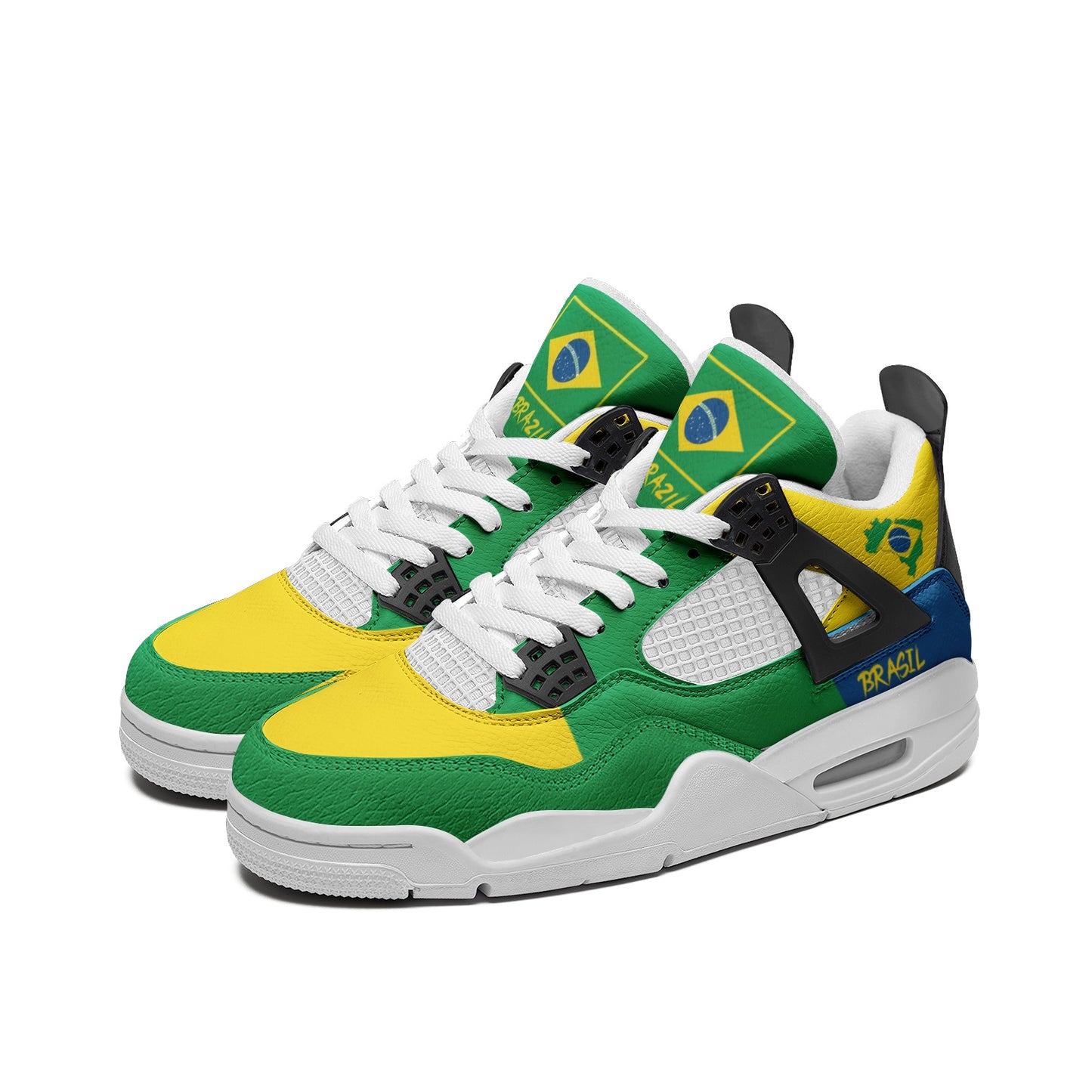 Brazil flag shoes - Rebel Sole mid top sneakers in green, yellow, and blue with Brazilian flag detailing
