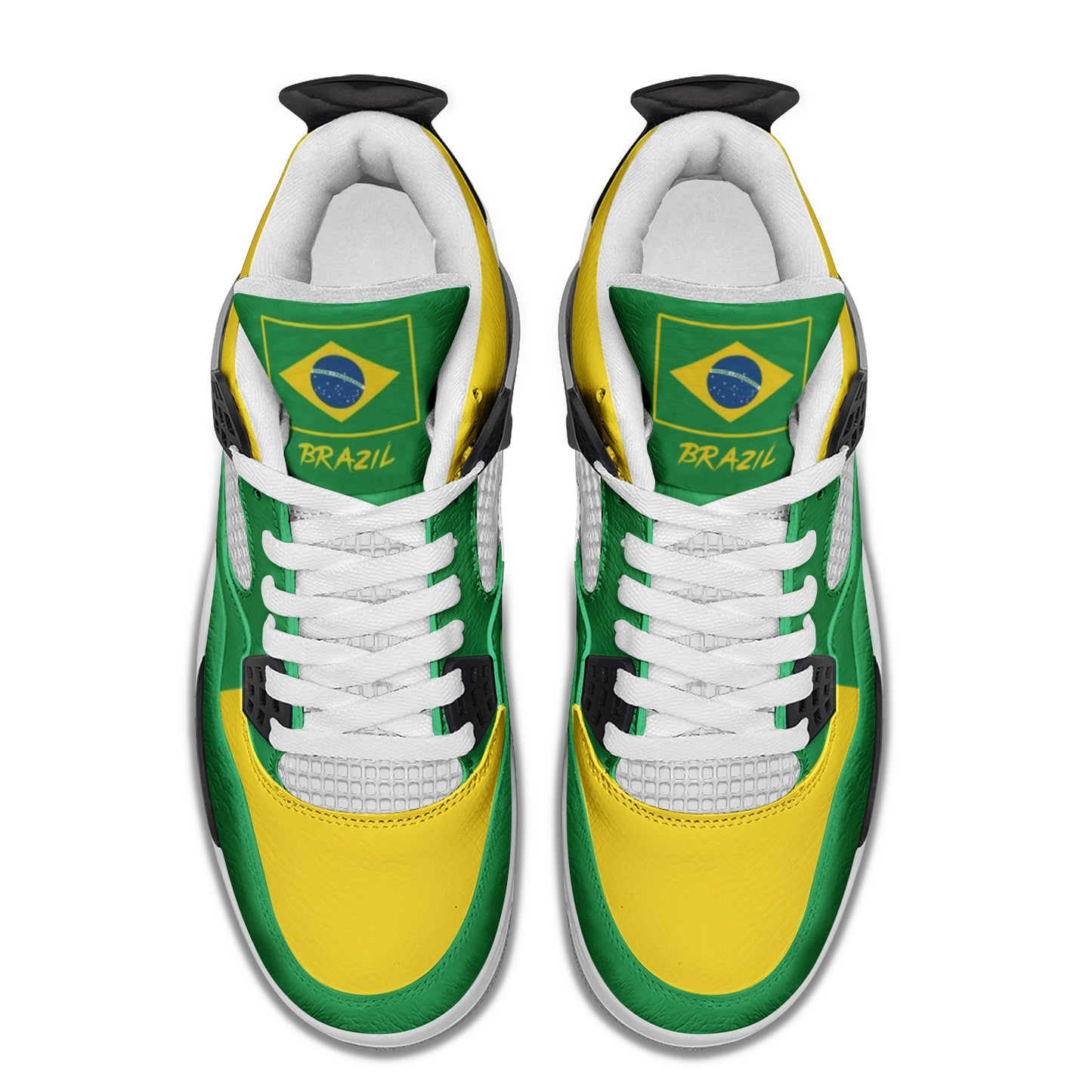 Brazil flag shoes - Rebel Sole mid top sneakers in green, yellow, and blue with Brazilian flag detailing