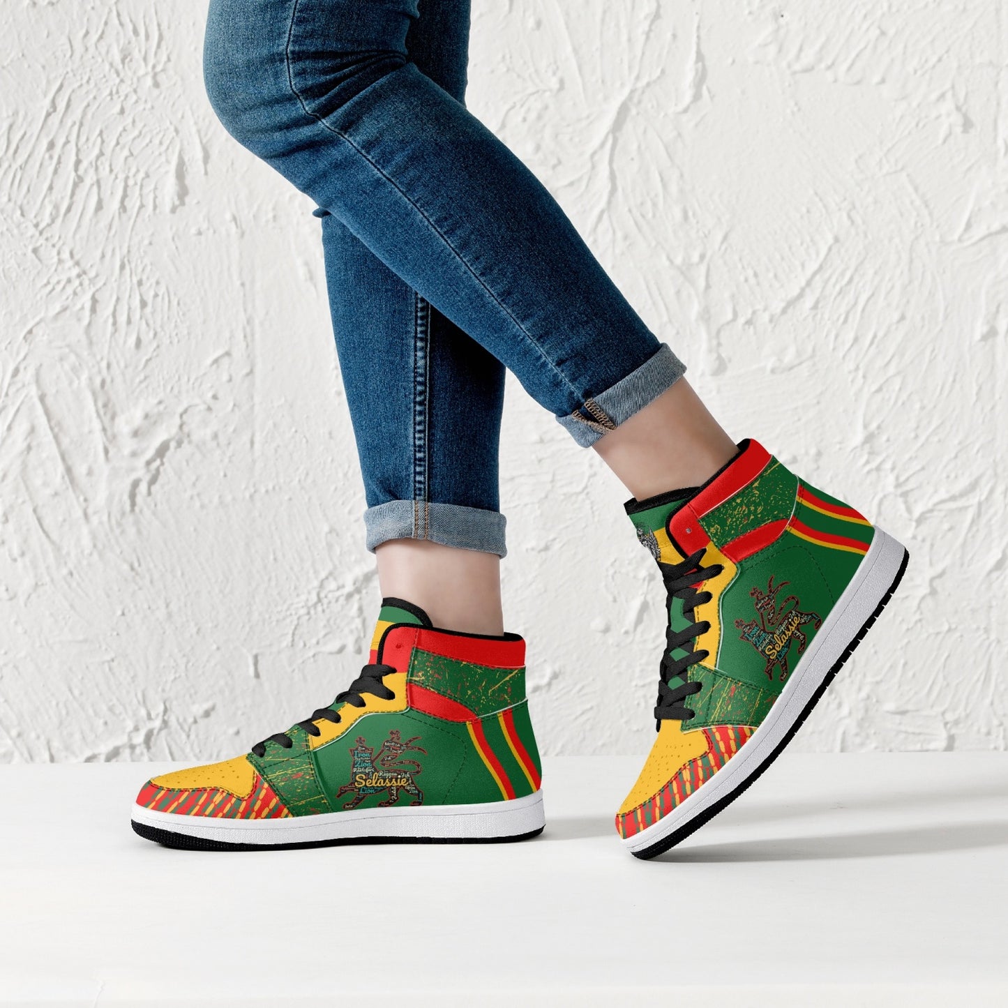 Rasta Shoes Lion of Judah Hightop Basketball Sneakers - Green