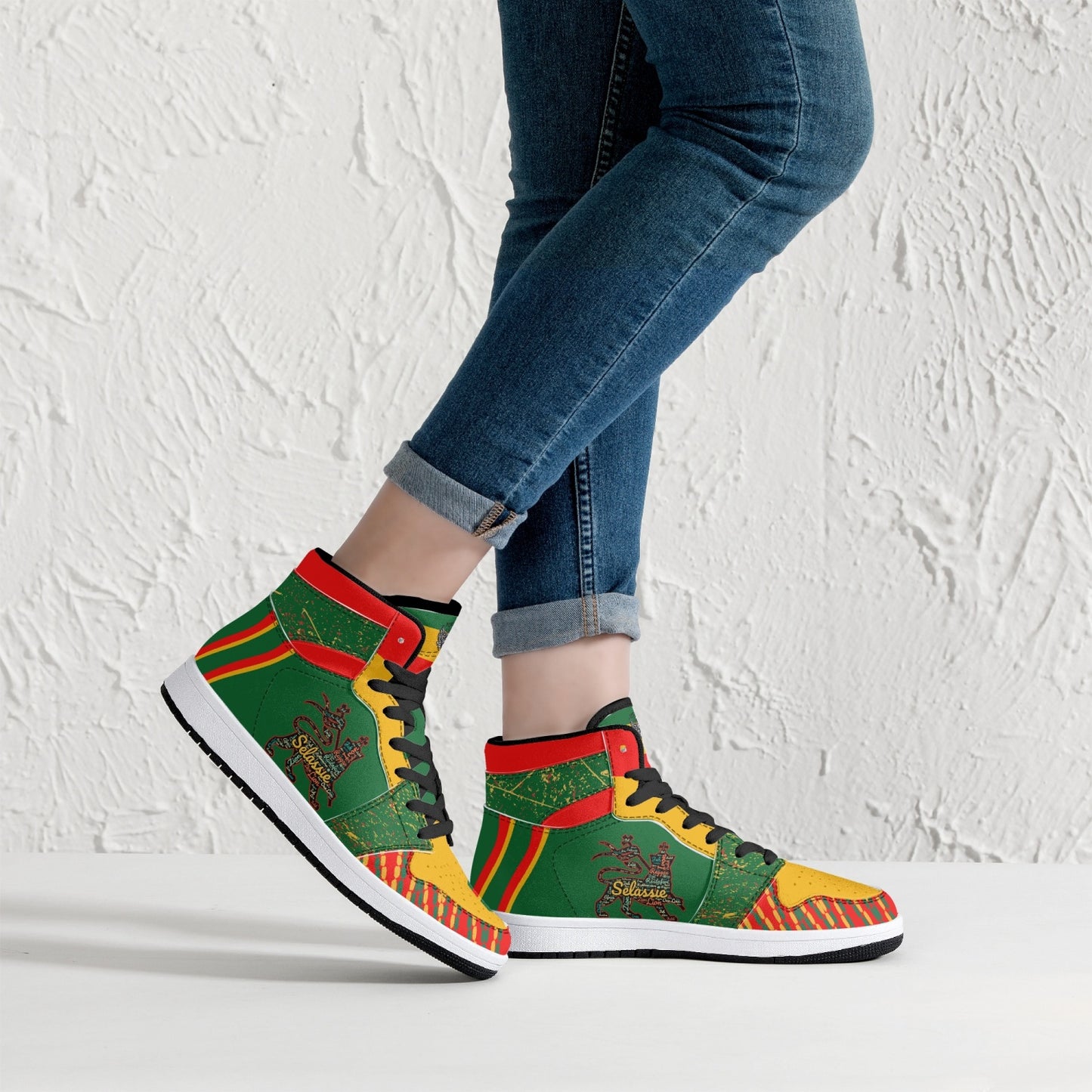 Rasta Shoes Lion of Judah Hightop Basketball Sneakers - Green