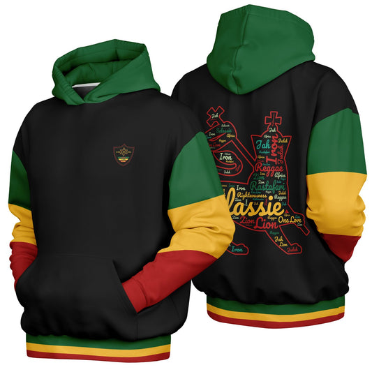 Rasta Heavyweight Pull Over Hoodie - Black LOJ