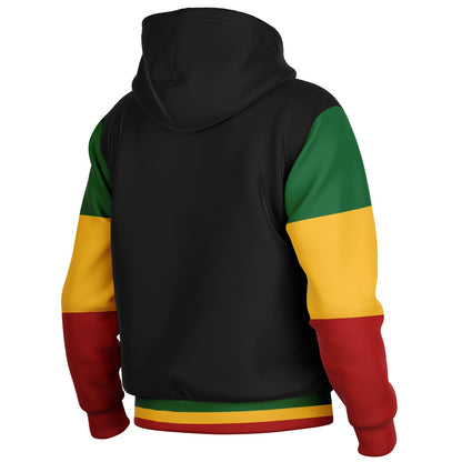 Rasta Hooded Baseball Jacket Black