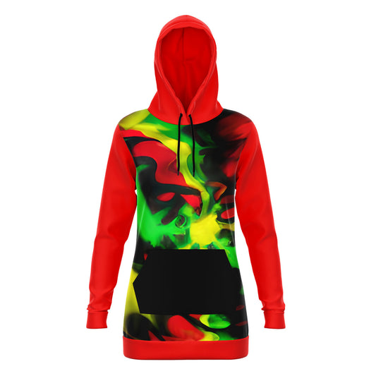 Tie Dye Rasta Hoodie Dress - AOP