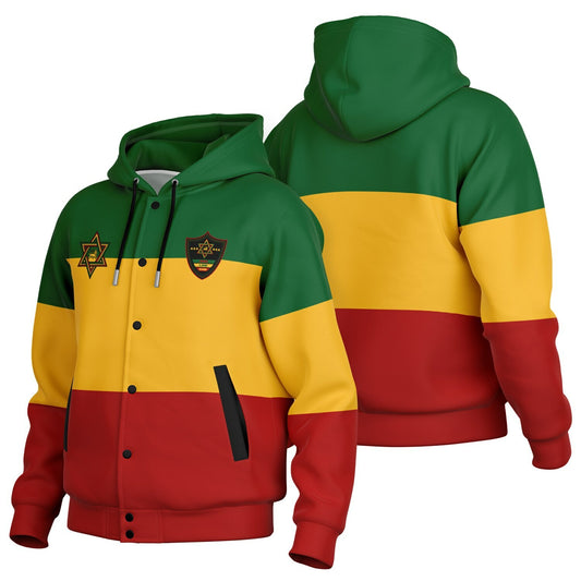 Rasta Hooded Baseball Jacket