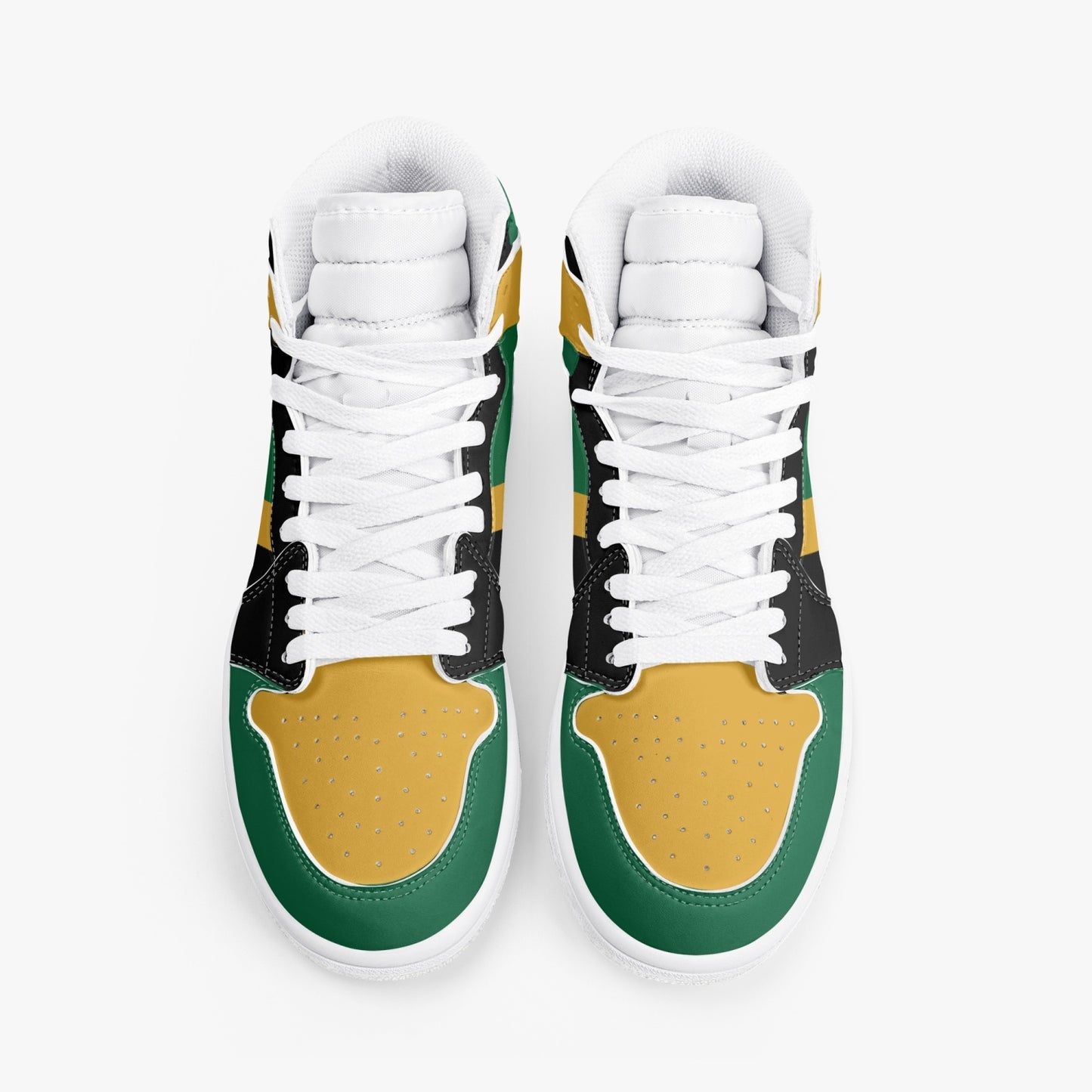 Jamaican Flag Colors Hightop Basketball Sneakers - White